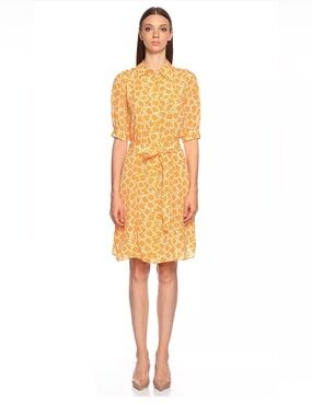 Love Moschino Yellow Floral Shirt Dress with Tie Waist - Size 8